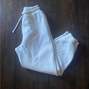 zara white cotton polyester mid rise 25” athletic sweatpants women’s small